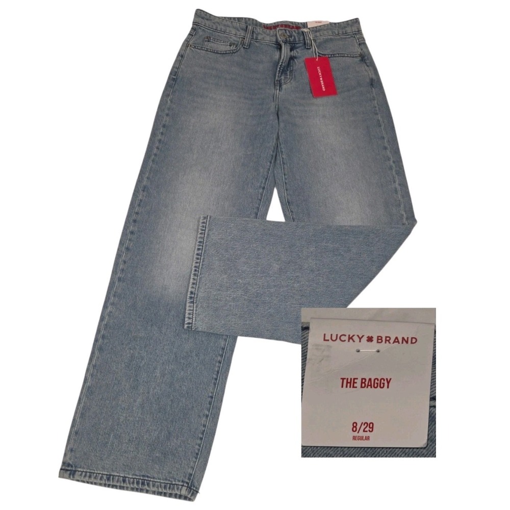 Lucky‎ Brand Women's The Baggy Jeans 8/29R Denim Stretch Wide Leg  High Rise